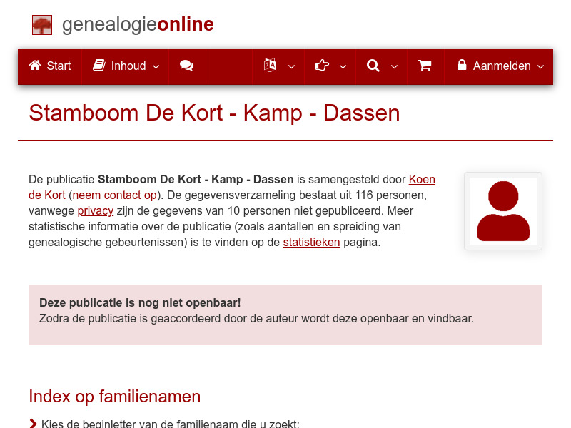 Screenshot van website
