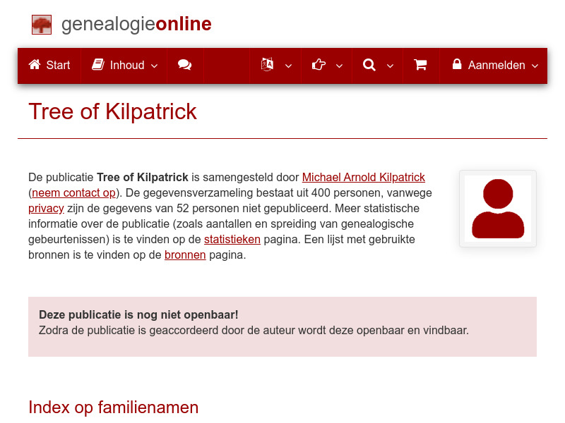 Screenshot van website