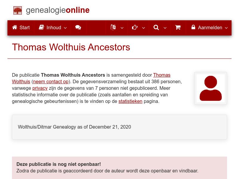 Screenshot van website