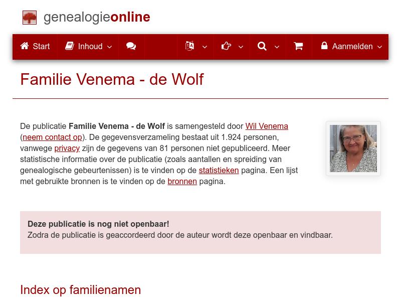 Screenshot van website