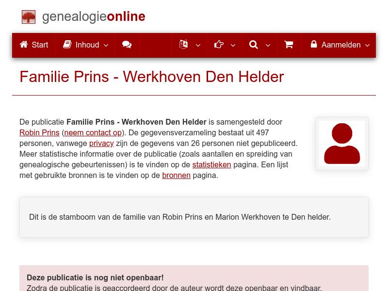 Screenshot van website