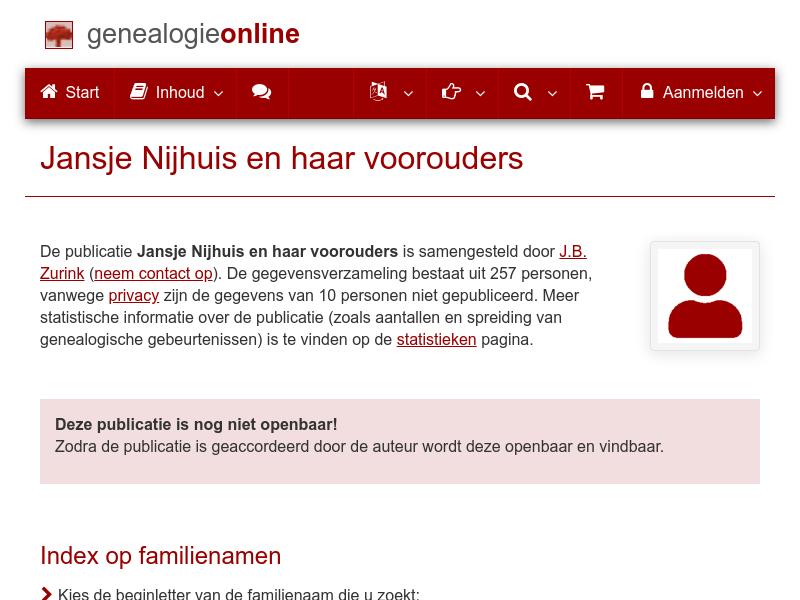 Screenshot van website