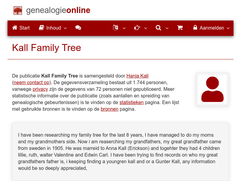 Screenshot van website