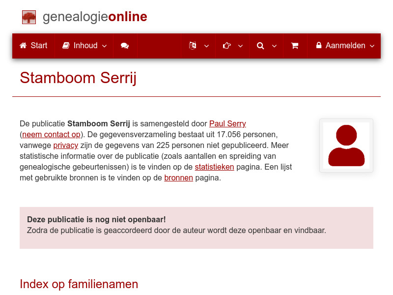 Screenshot van website