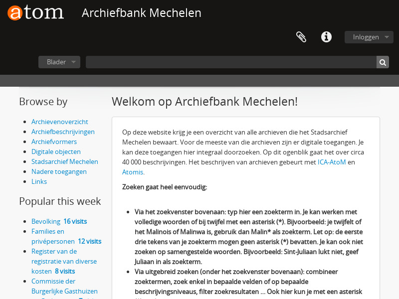 Screenshot van website