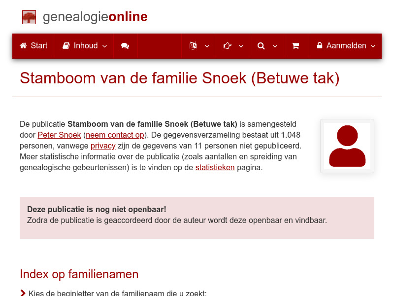 Screenshot van website