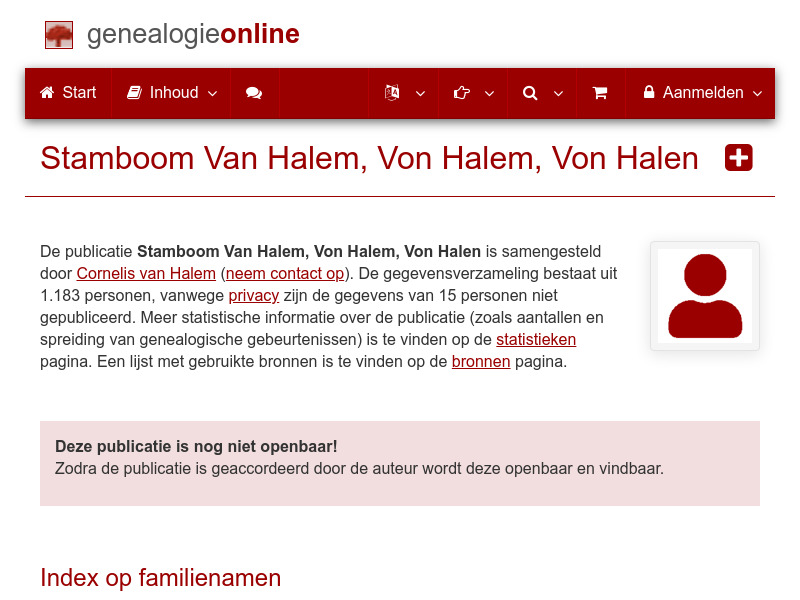Screenshot van website