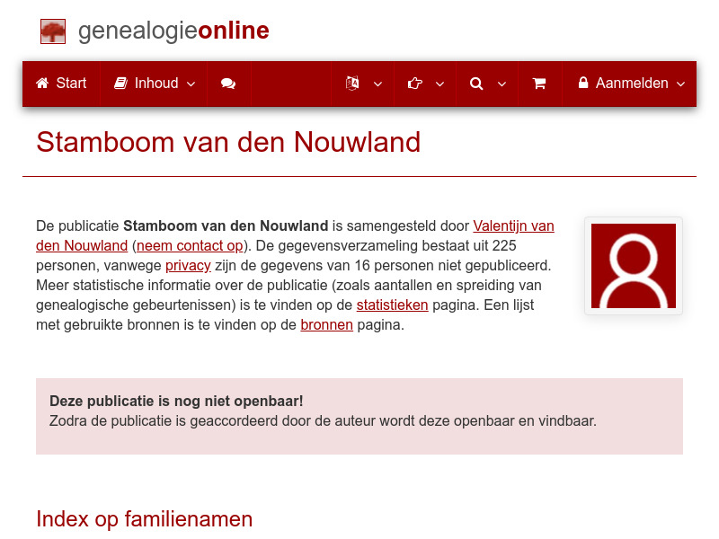 Screenshot van website