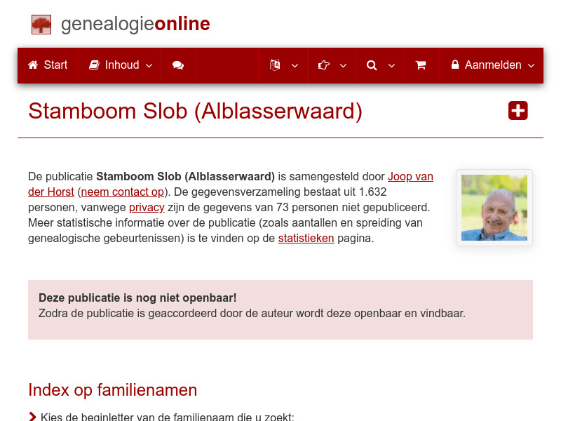 Screenshot van website
