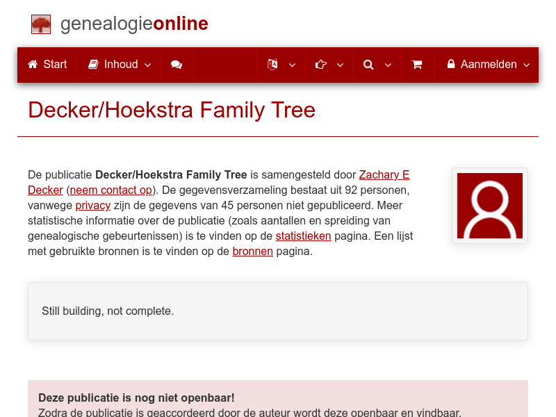 Screenshot van website