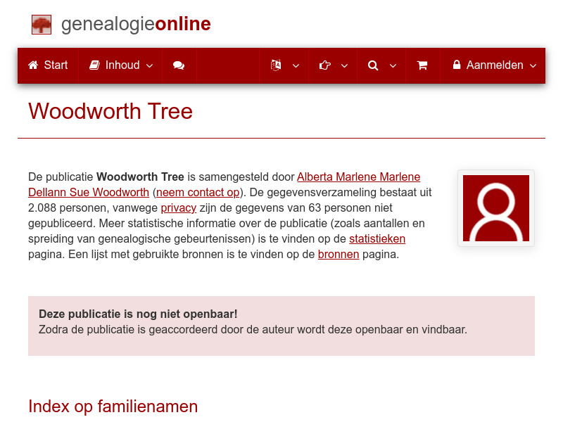 Screenshot van website