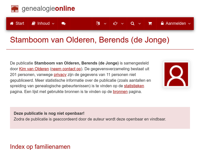Screenshot van website