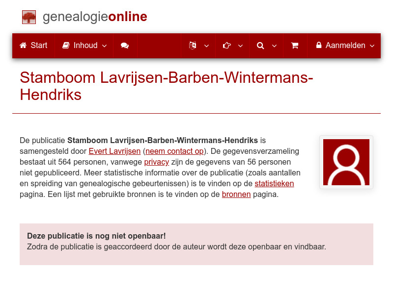 Screenshot van website