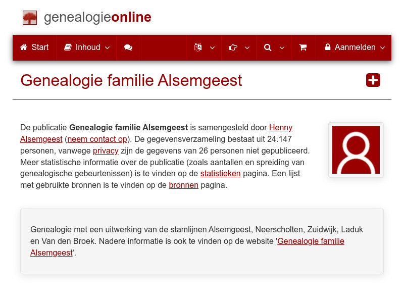 Screenshot van website