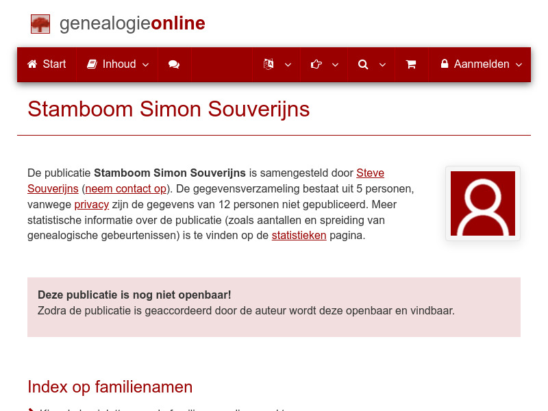 Screenshot van website