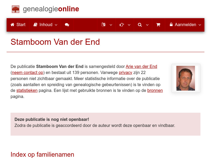 Screenshot van website