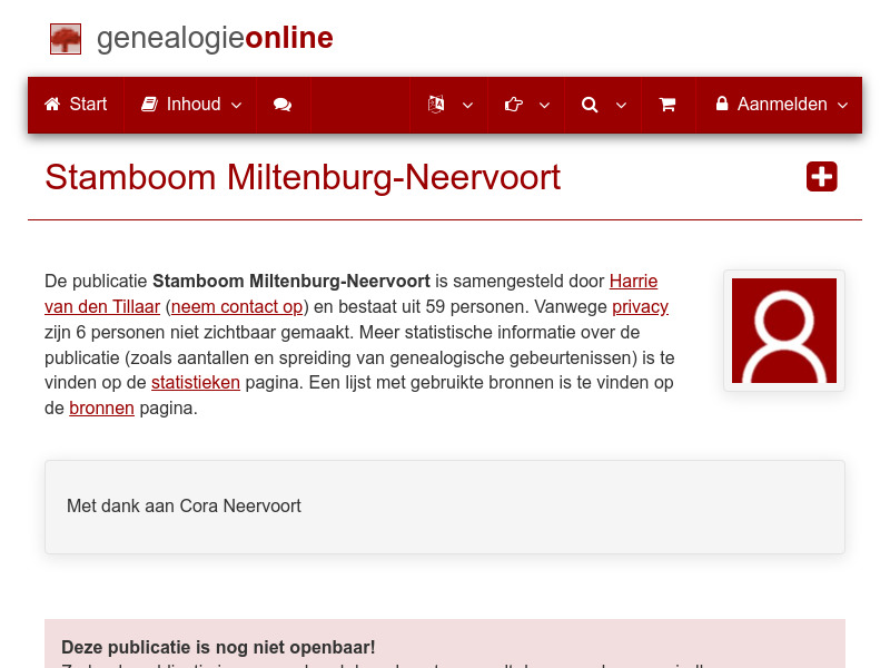 Screenshot van website