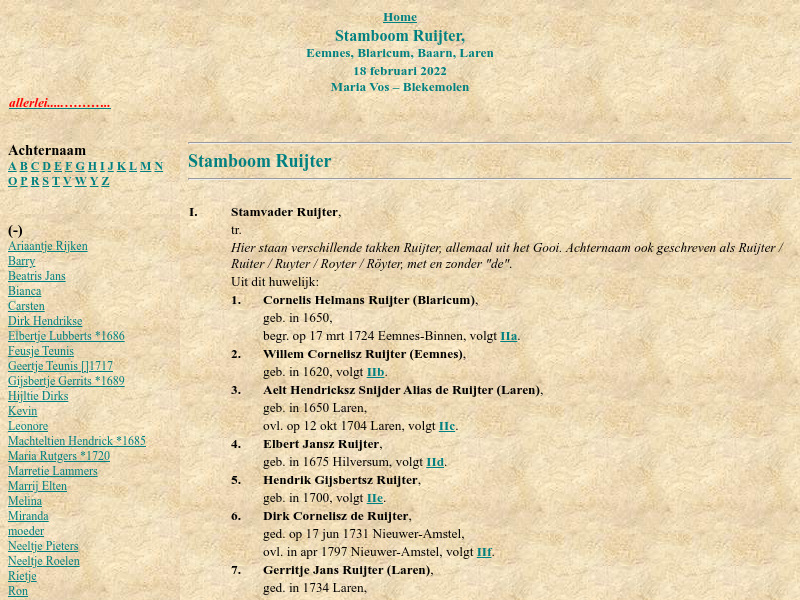 Screenshot van website