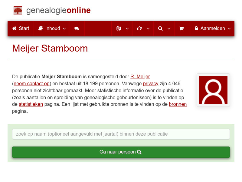 Screenshot van website