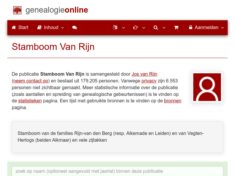Screenshot van website