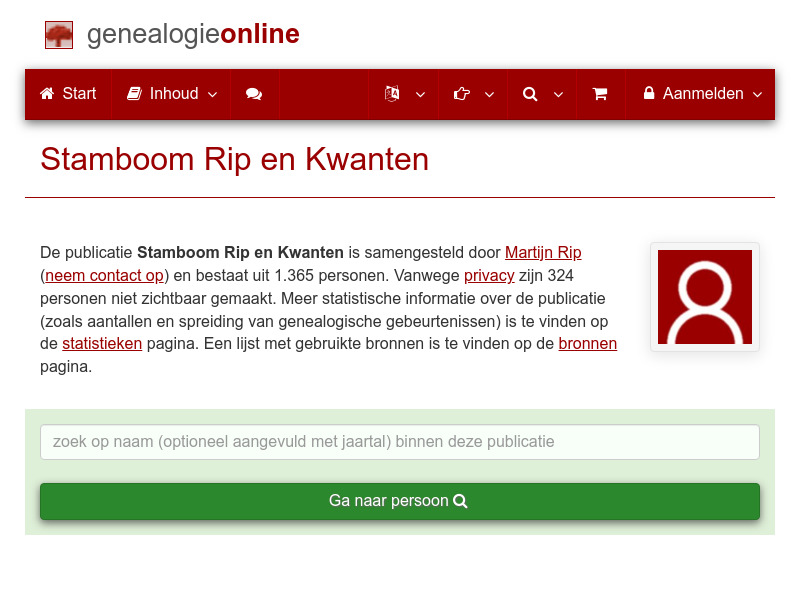 Screenshot van website