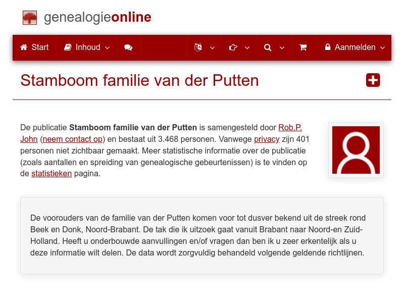 Screenshot van website