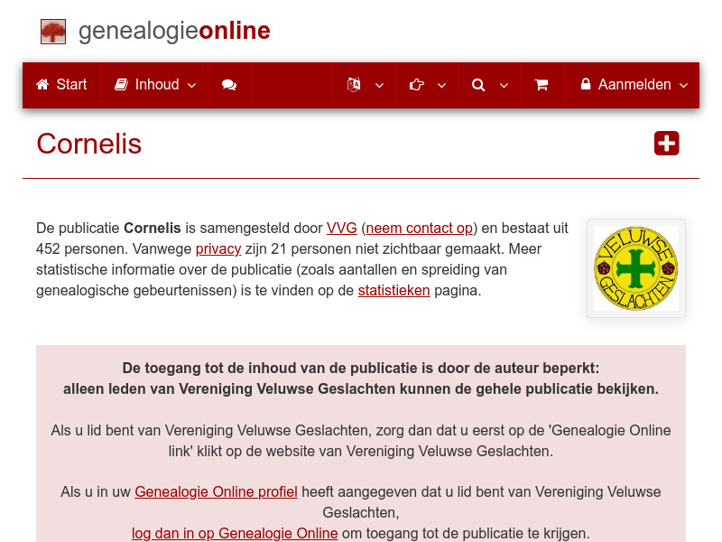Screenshot van website