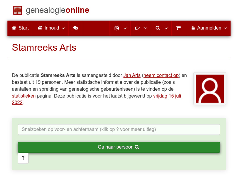 Screenshot van website