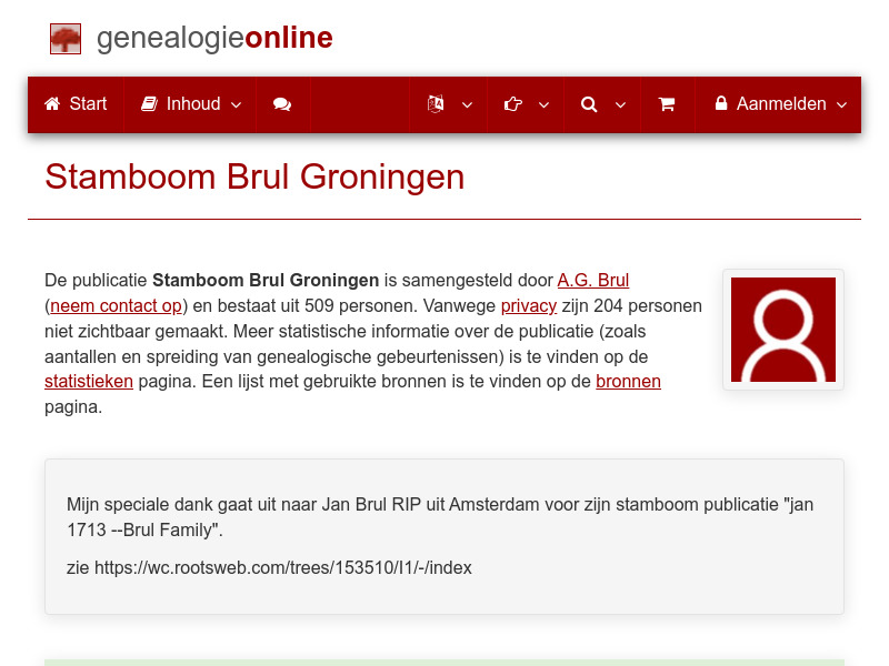 Screenshot van website