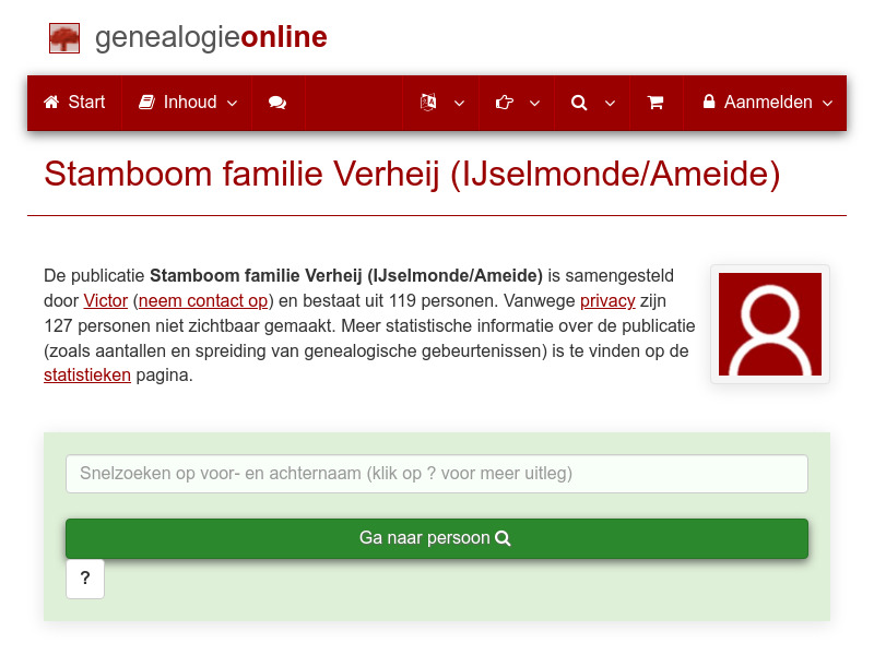 Screenshot van website