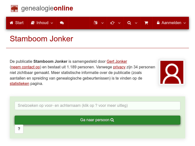 Screenshot van website
