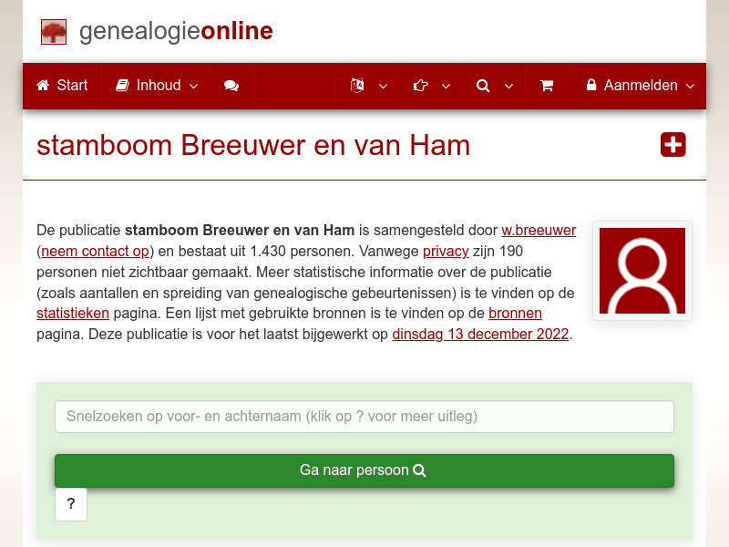Screenshot van website