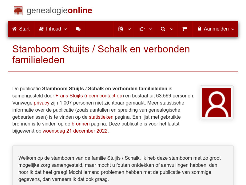 Screenshot van website