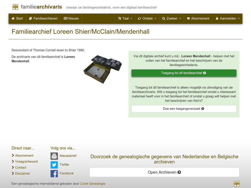Screenshot van website