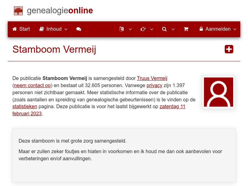 Screenshot van website