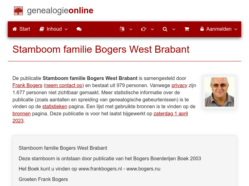 Screenshot van website