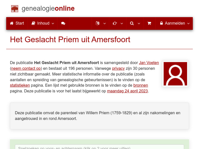 Screenshot van website