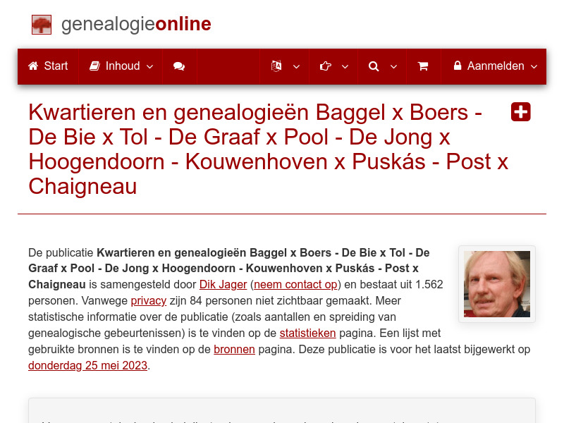 Screenshot van website