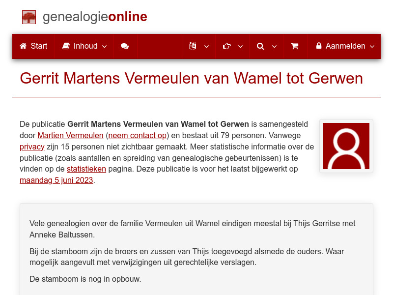 Screenshot van website