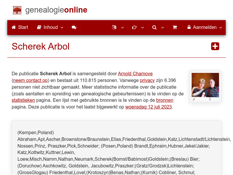 Screenshot van website