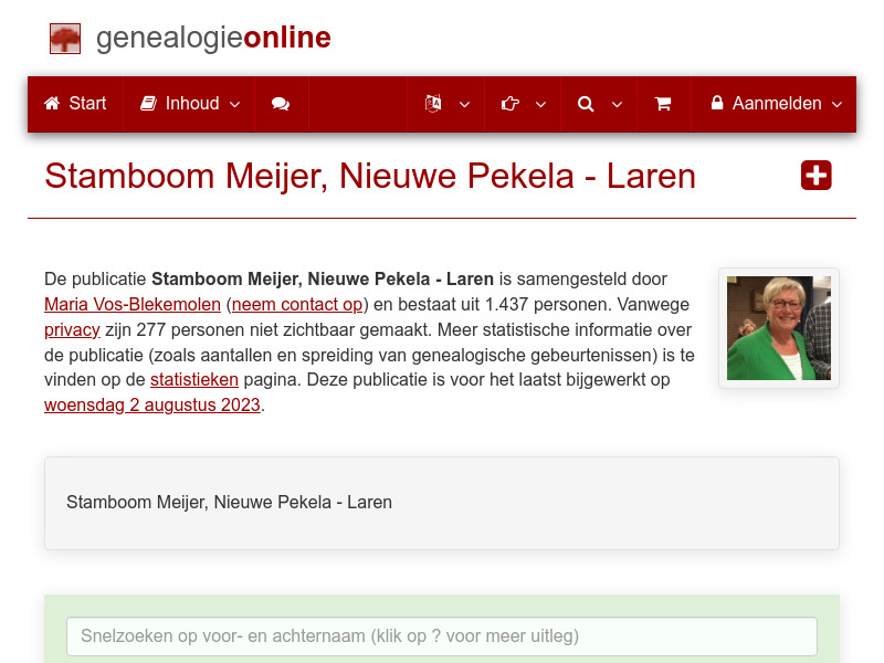 Screenshot van website