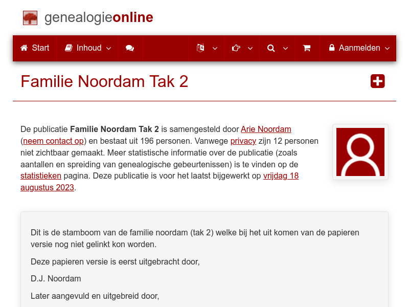 Screenshot van website