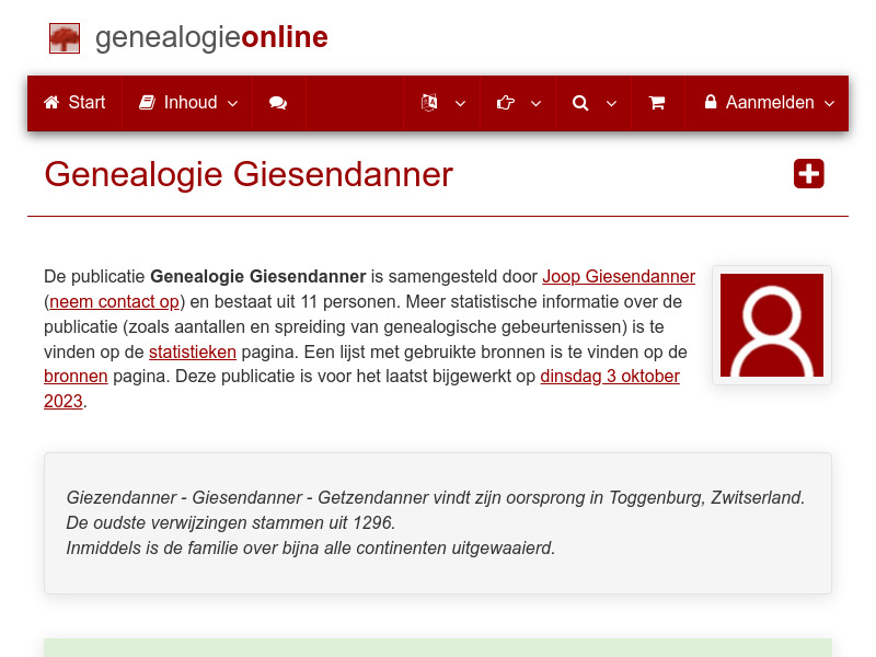 Screenshot van website
