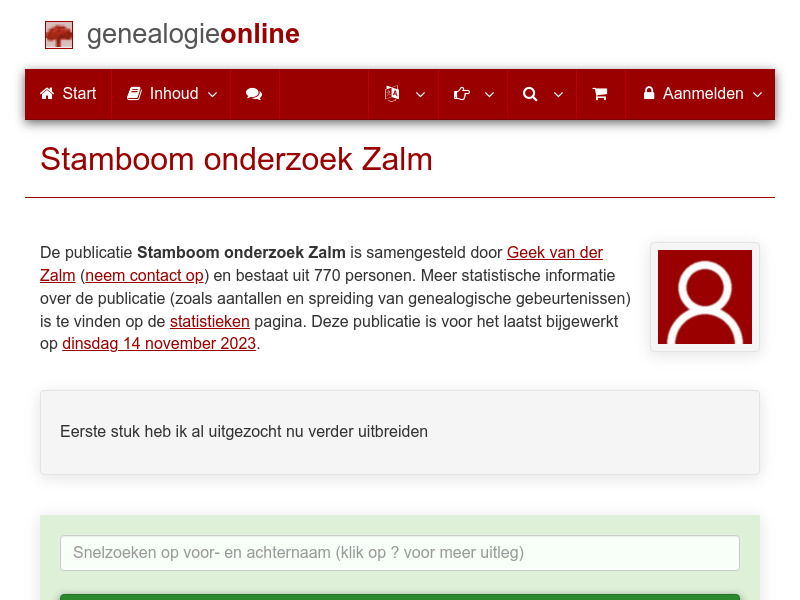 Screenshot van website
