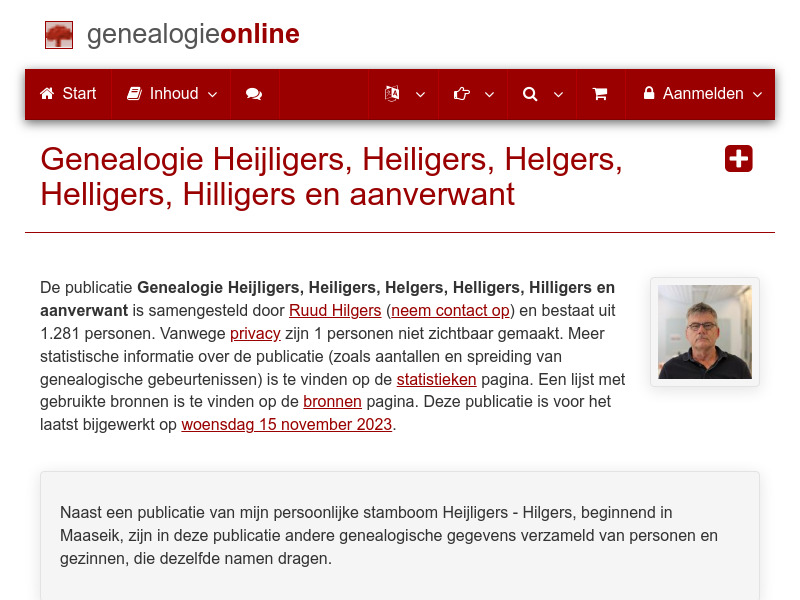 Screenshot van website