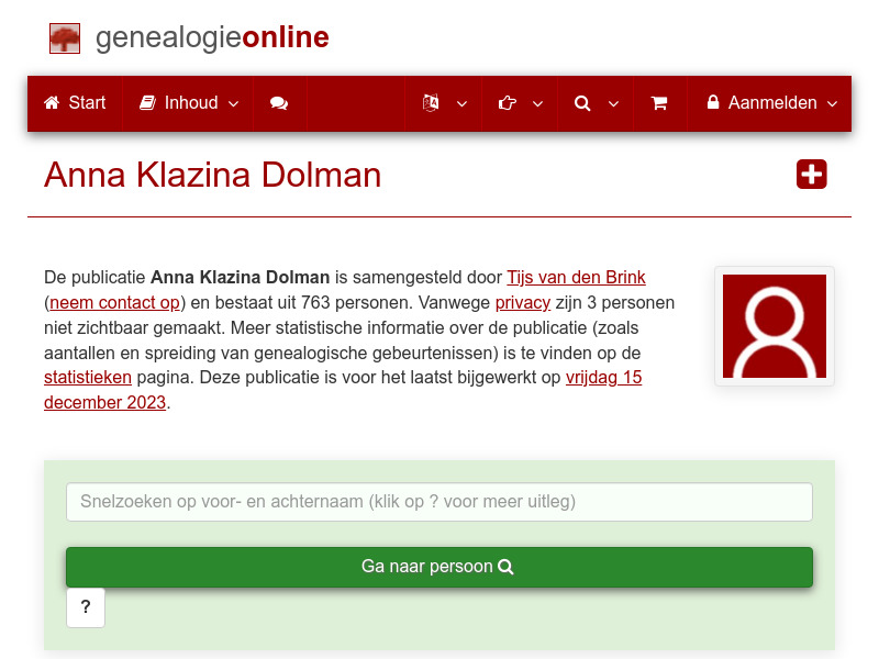Screenshot van website