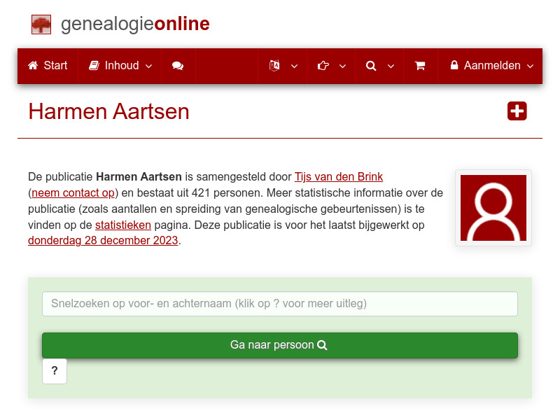 Screenshot van website