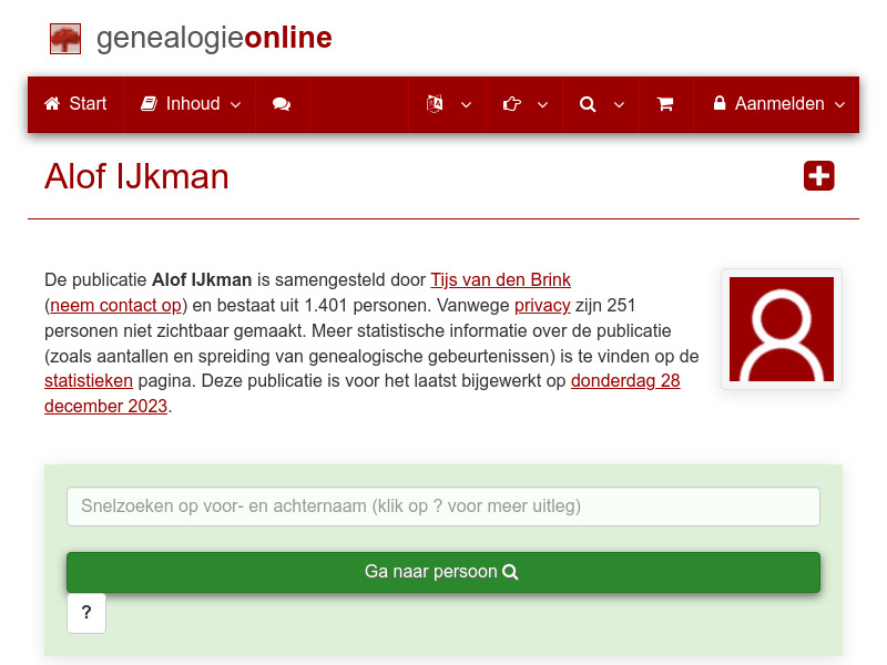 Screenshot van website