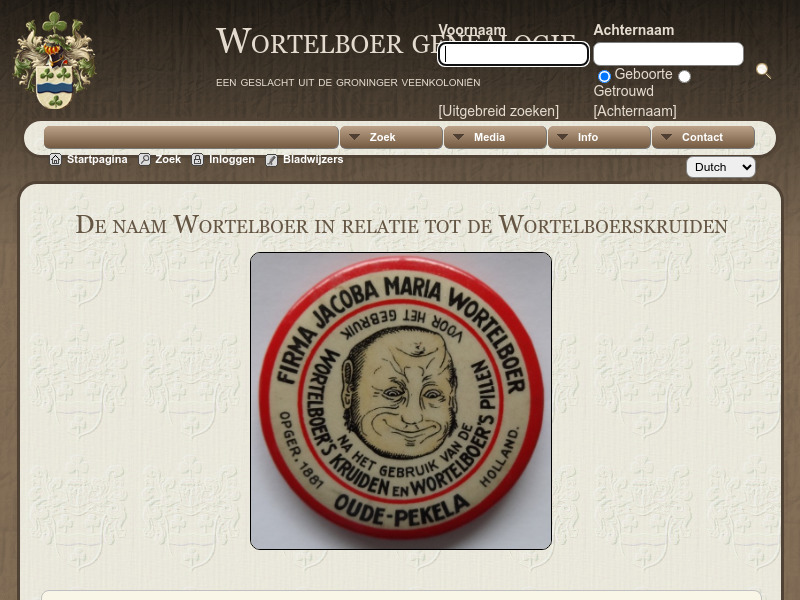 Screenshot van website