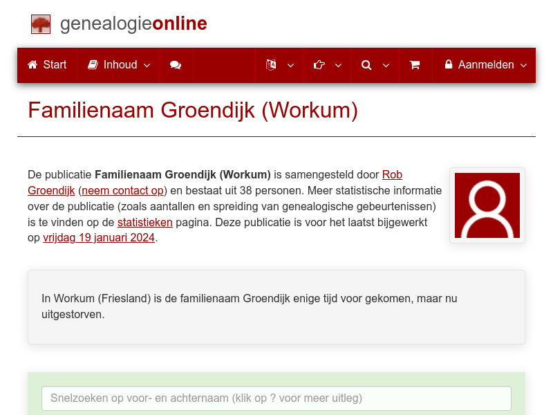 Screenshot van website